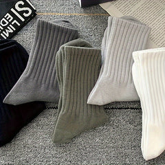 Men's Sports Socks 5 Pairs Mid calf Basketball Outdoor Activities All Seasons