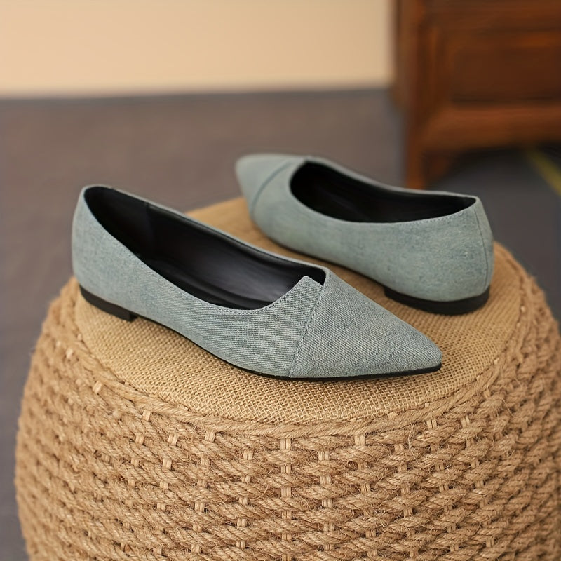 Women's Denim Slip On Pointed Toe Shoes Comfortable Walking Shoes
