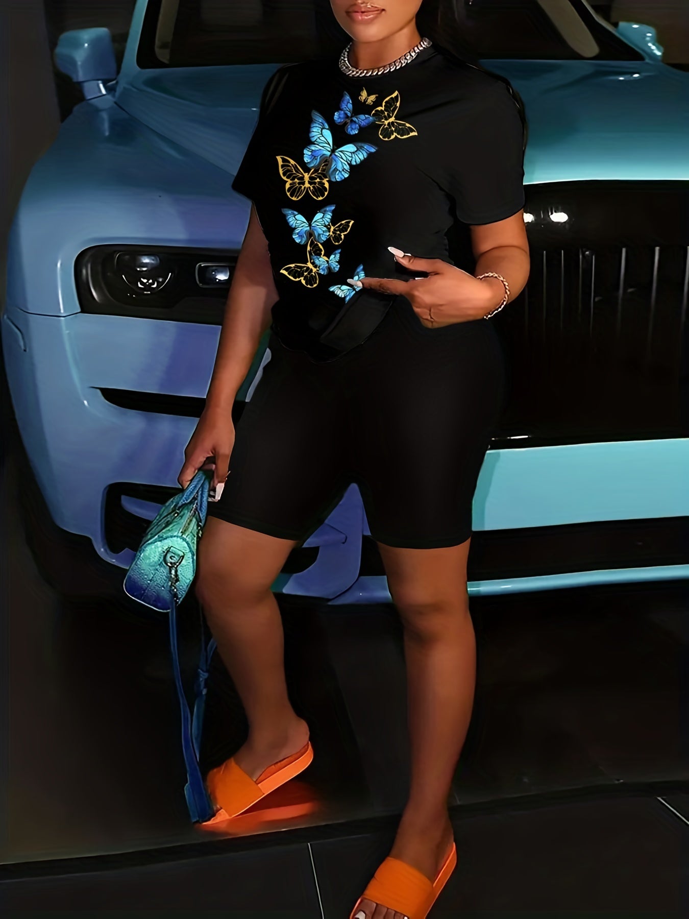 Butterfly Print Tee & Shorts Set
