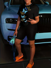 Butterfly Print Tee & Shorts Set