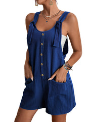 Casual Button Overall Jumpsuit For Spring & Summer Women's Clothing