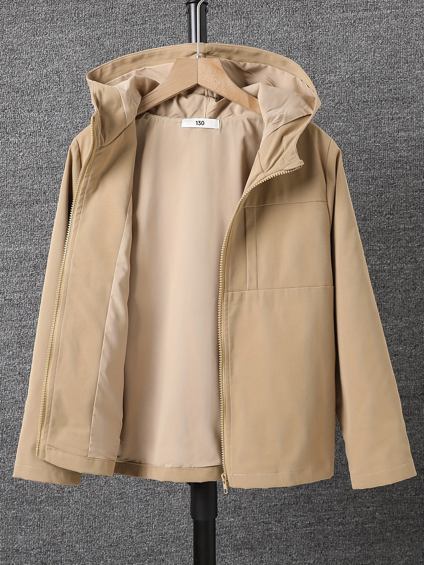Boys Solid Hooded Warm Jacket Zip Up