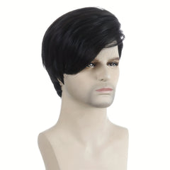Men's Synthetic Short Wig Heat Resistant Silk Wig + Hair Net