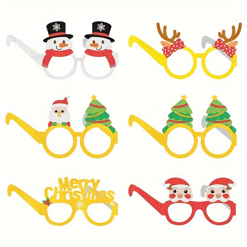 6pcs Christmas Decorative Glasses Snowman Elk Santa