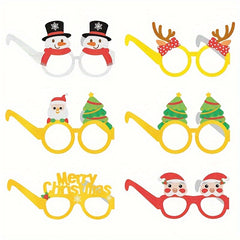 6pcs Christmas Decorative Glasses Snowman Elk Santa