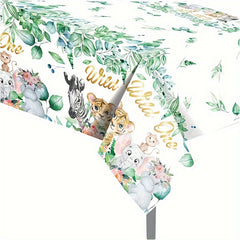 Animal Theme Party Cartoon Animal Print Disposable Tablecloth