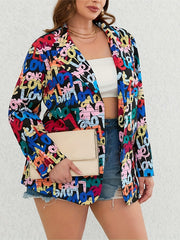 Casual Allover Letter Print Blazer