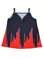 Casual Quarter Zip Tank Top with Chain Strap, Sleeveless