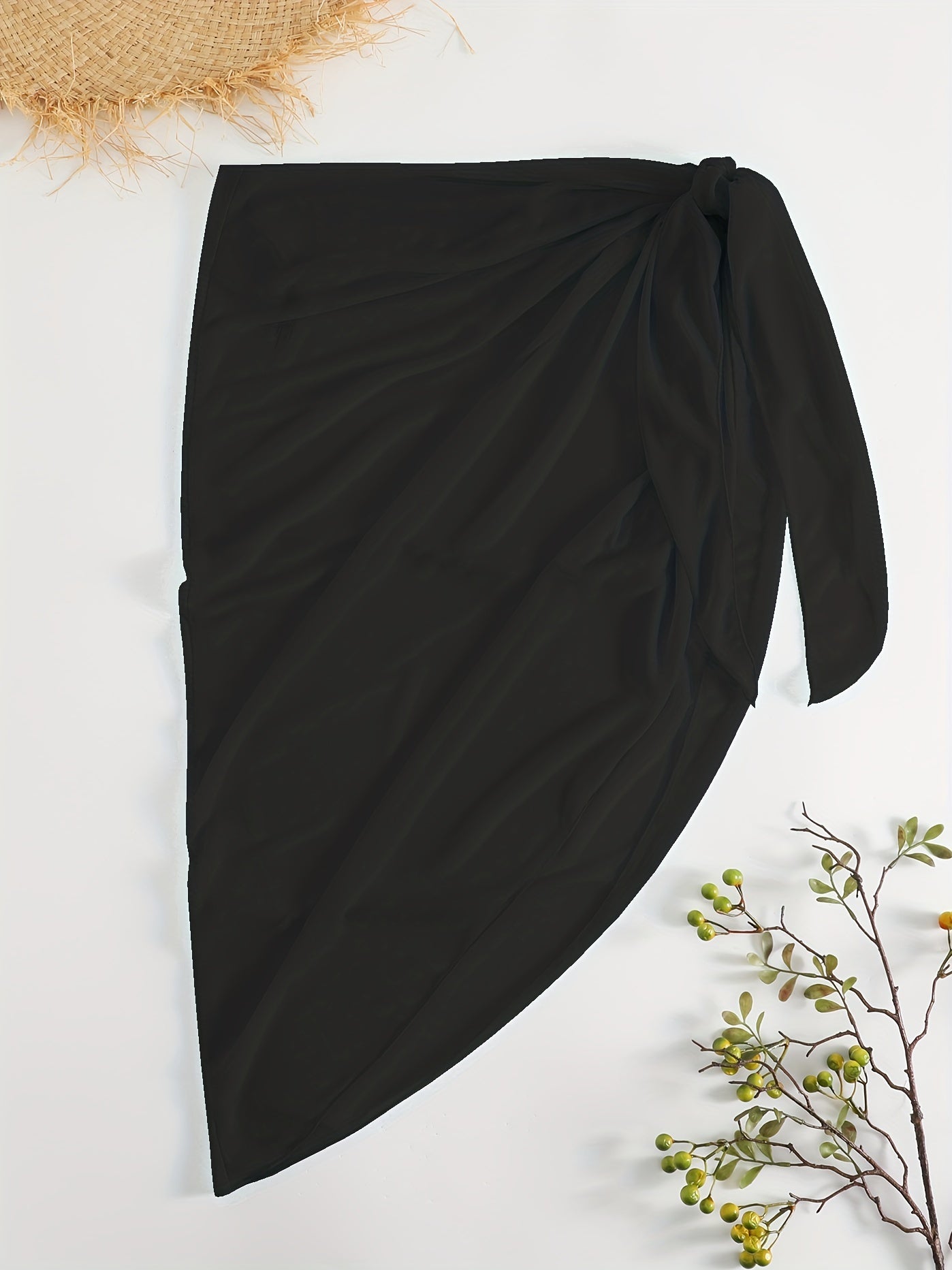 Tie Side Wrap Beach Skirt Solid Asymmetric Sexy Bikini Cover Up