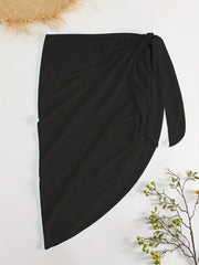 Tie Side Wrap Beach Skirt Solid Asymmetric Sexy Bikini Cover Up