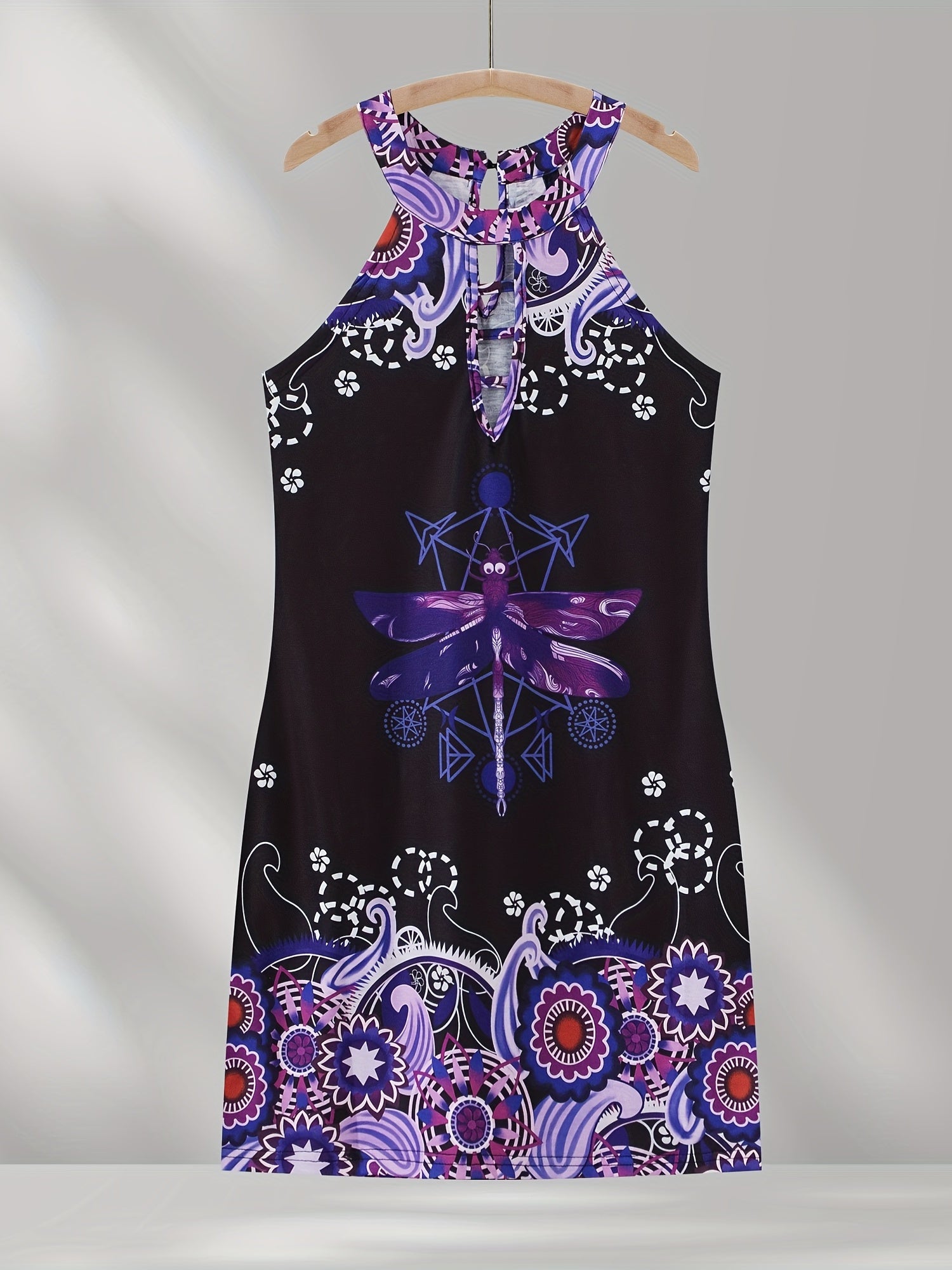 Paisley & Dragonfly Halter Neck Top Sleeveless