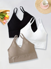 3pcs Girls' Student Chest Wrap Lingerie No Steel Ring Vest Bra