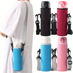 Reusable Water Bottle Bag Adjustable Strap Crossbody Sleeve Outdoor