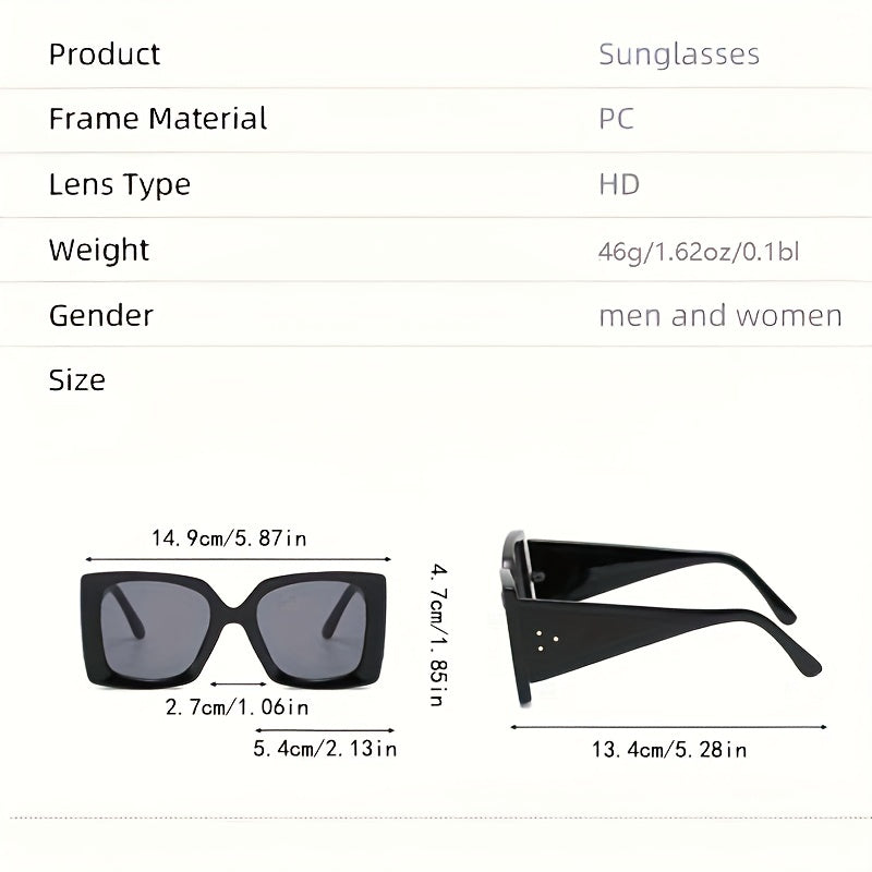 Square Sunglasses Rivet Decor Gradient Glasses UV400