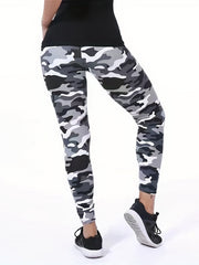 High Rise Camo Leggings Medium Stretch Skinny Fitness