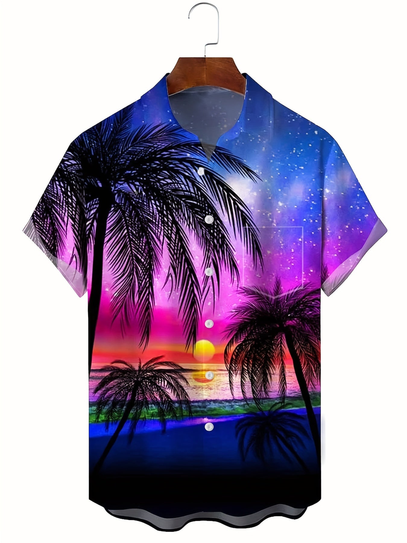 Sunset Beach Print Men's Hawaiian Shirt for Vacation