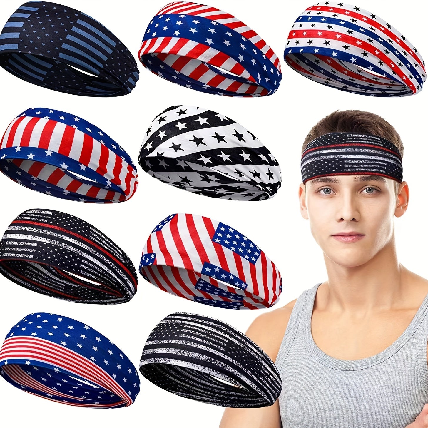 Independence Headbands Sports Headband 4th of July Hair Accessories for Men