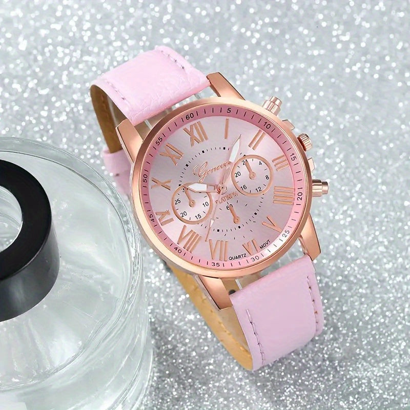 Stylish Watch Set 3pcs Roman Numeral Three Hand Watch Set