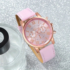 Stylish Watch Set 3pcs Roman Numeral Three Hand Watch Set