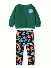Toddler Girl's Floral 2pcs Sweatshirt & Leggings Set Casual Outfits