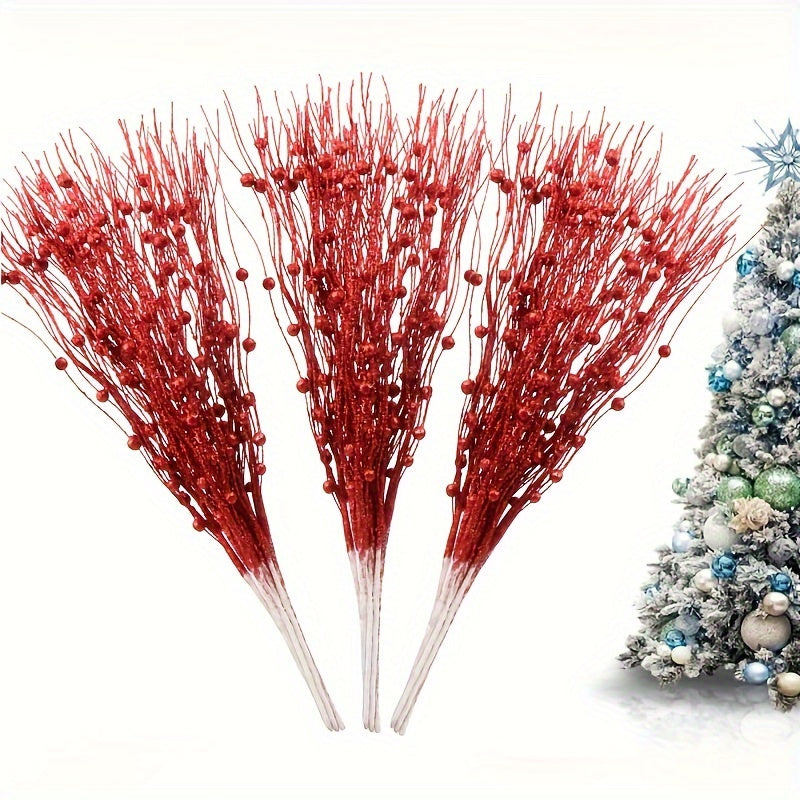 10pcs Glitter Berry Stems Halloween Christmas Decor
