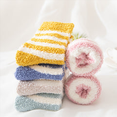 5 Pairs Striped Fuzzy Socks Comfy & Warm Women's Stockings
