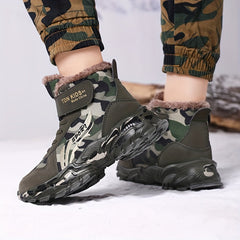 Boy's High Top Camo Hiking Boots Plush Lining Warm Non Slip