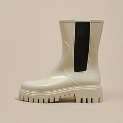 Women's Waterproof Short Boots Round Toe Platform Solid Anti Slip Rain Boots