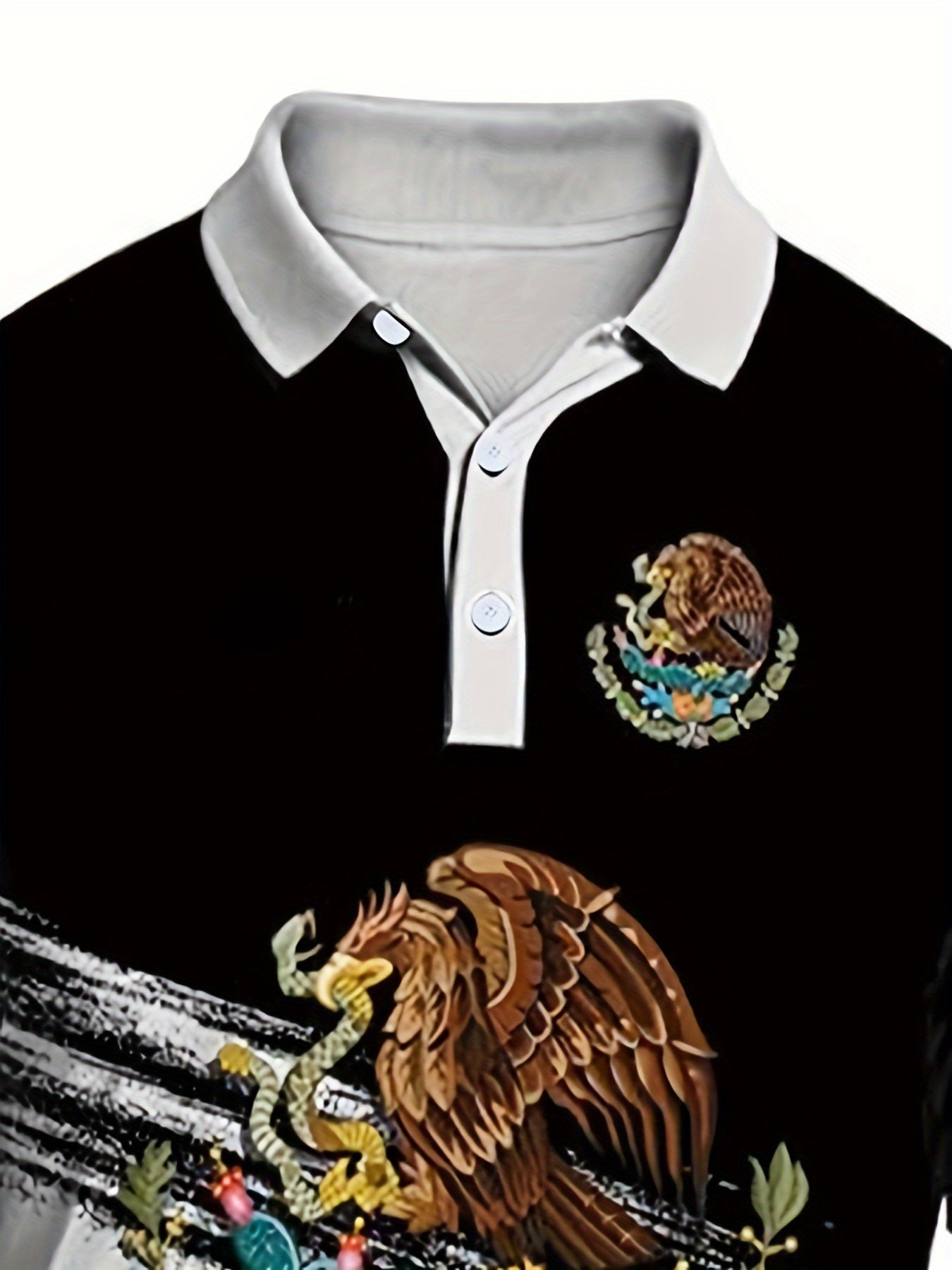 Eagle Pattern Men's Polo Shirt Custom Fit Short Sleeve