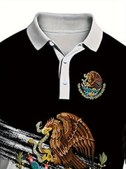 Eagle Pattern Men's Polo Shirt Custom Fit Short Sleeve