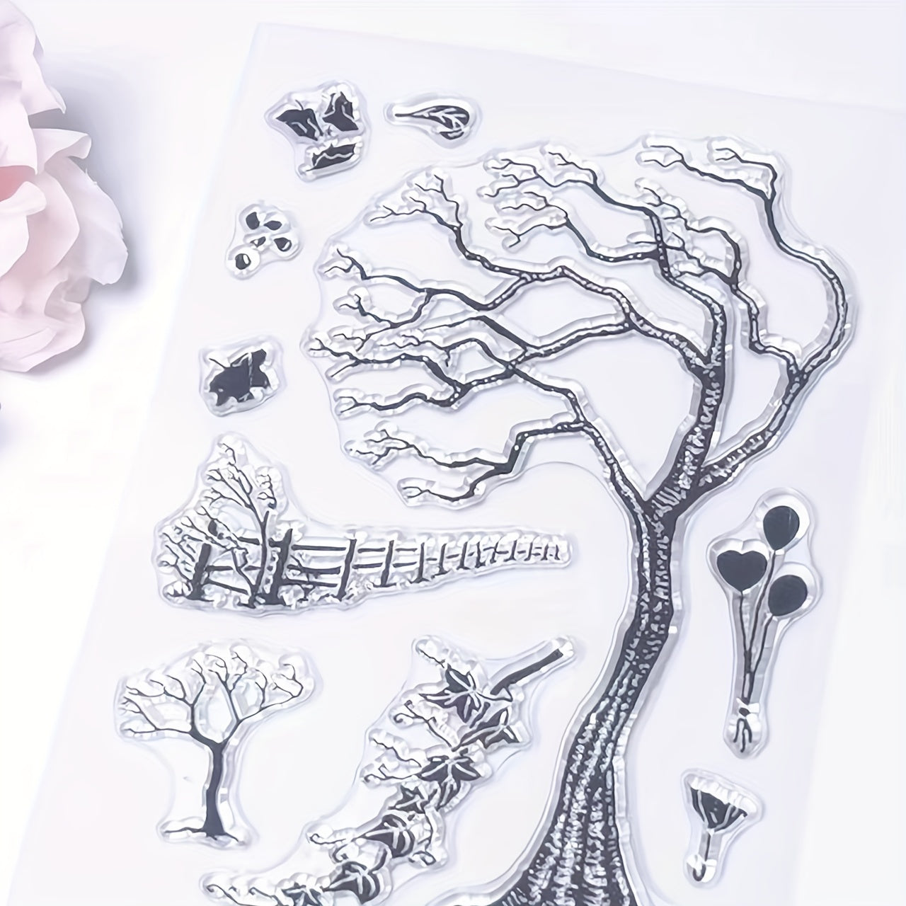 Branches Fences Balloons Clear Stamps for Card Making Decorations