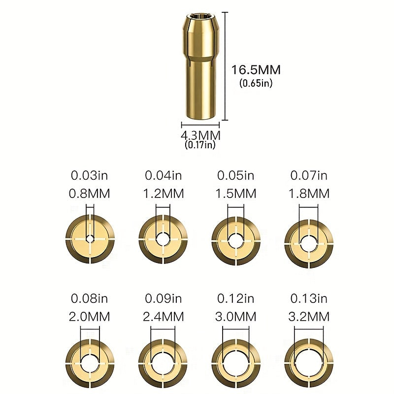 8pcs 4485 Quick Change Rotary Tool Collet Nut Set Medium