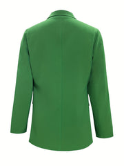 Solid Button Front Lapel Blazer Casual Long Sleeve Blazer