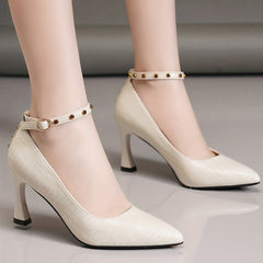 Women's Ankle Buckle Strap Pumps Pointed Toe Stiletto Heels Dress Shoes