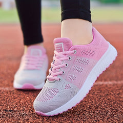 Women's Mesh Sneakers Lace Up Low Round Toe Soft Casual Shoes