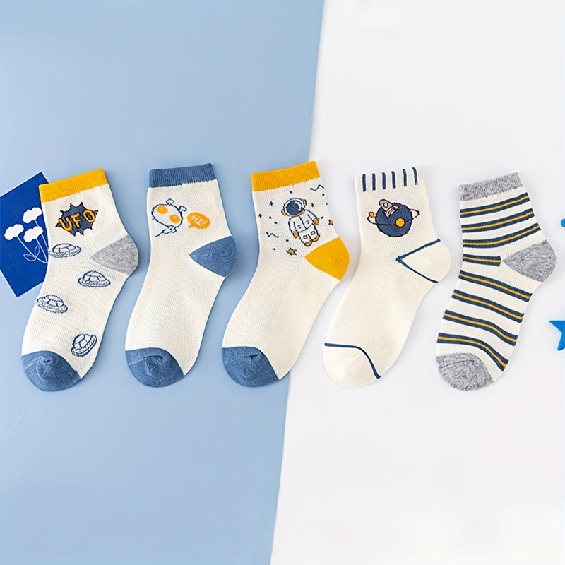 Boys Socks 5 Pairs Thin Breathable Soft Socks