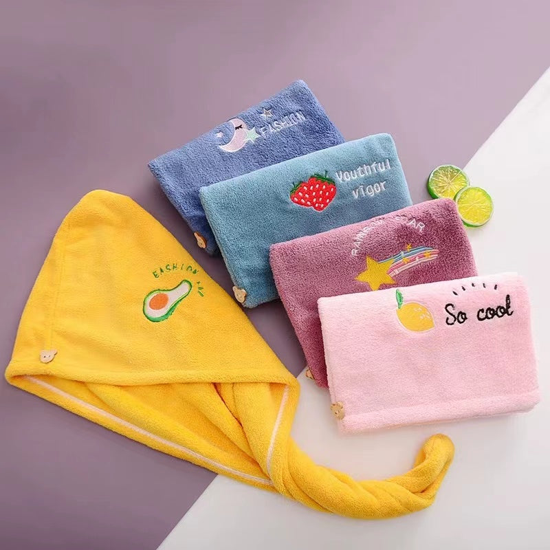 Embroidered Dry Hair Cap Absorbent Quick Drying Hair Towel
