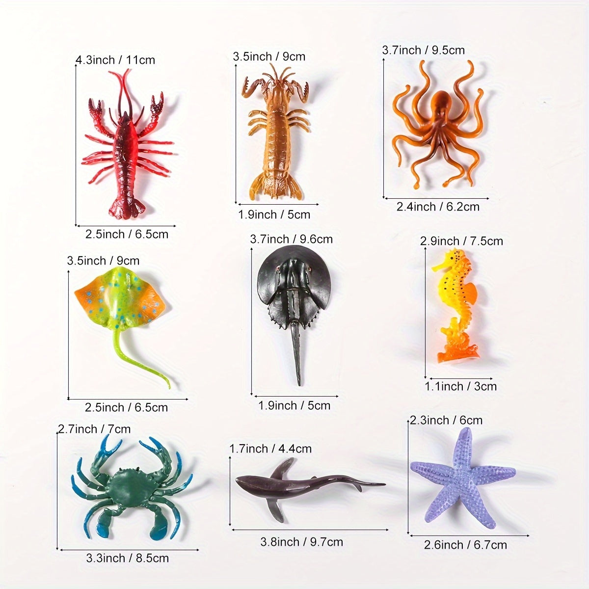 Ocean Sea Animals Figures Set 12pcs Mini Plastic Underwater Life Creatures