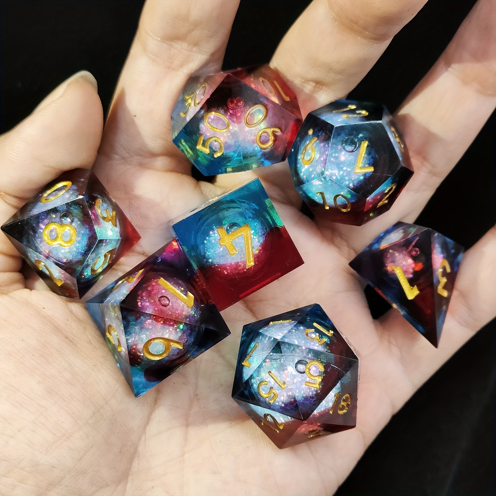 7 Piece Liquid Quicksand Dice Set for TRPG Board Games