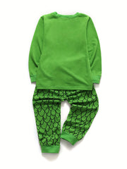 Boys 2pcs Dino Print Top & Pants Pajamas Set