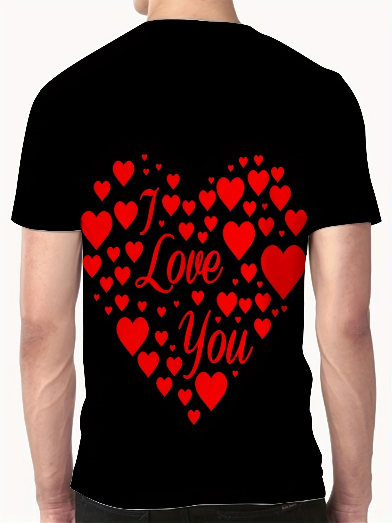 Heart Pattern T shirt Men's Street Style Tee Shirt For Summer