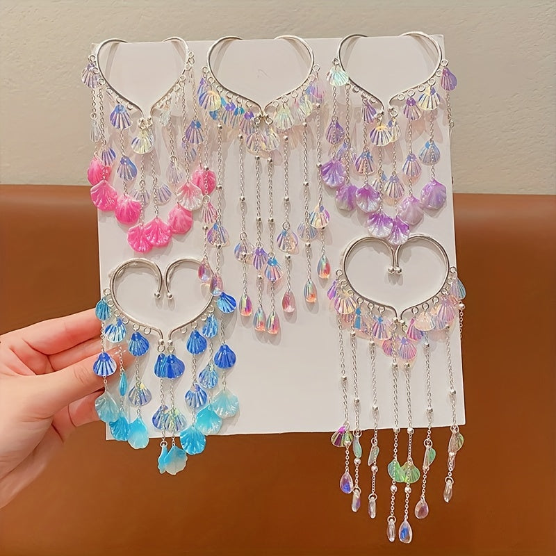 Mermaid Princess Tassel Ear Cuff Earrings for Girls