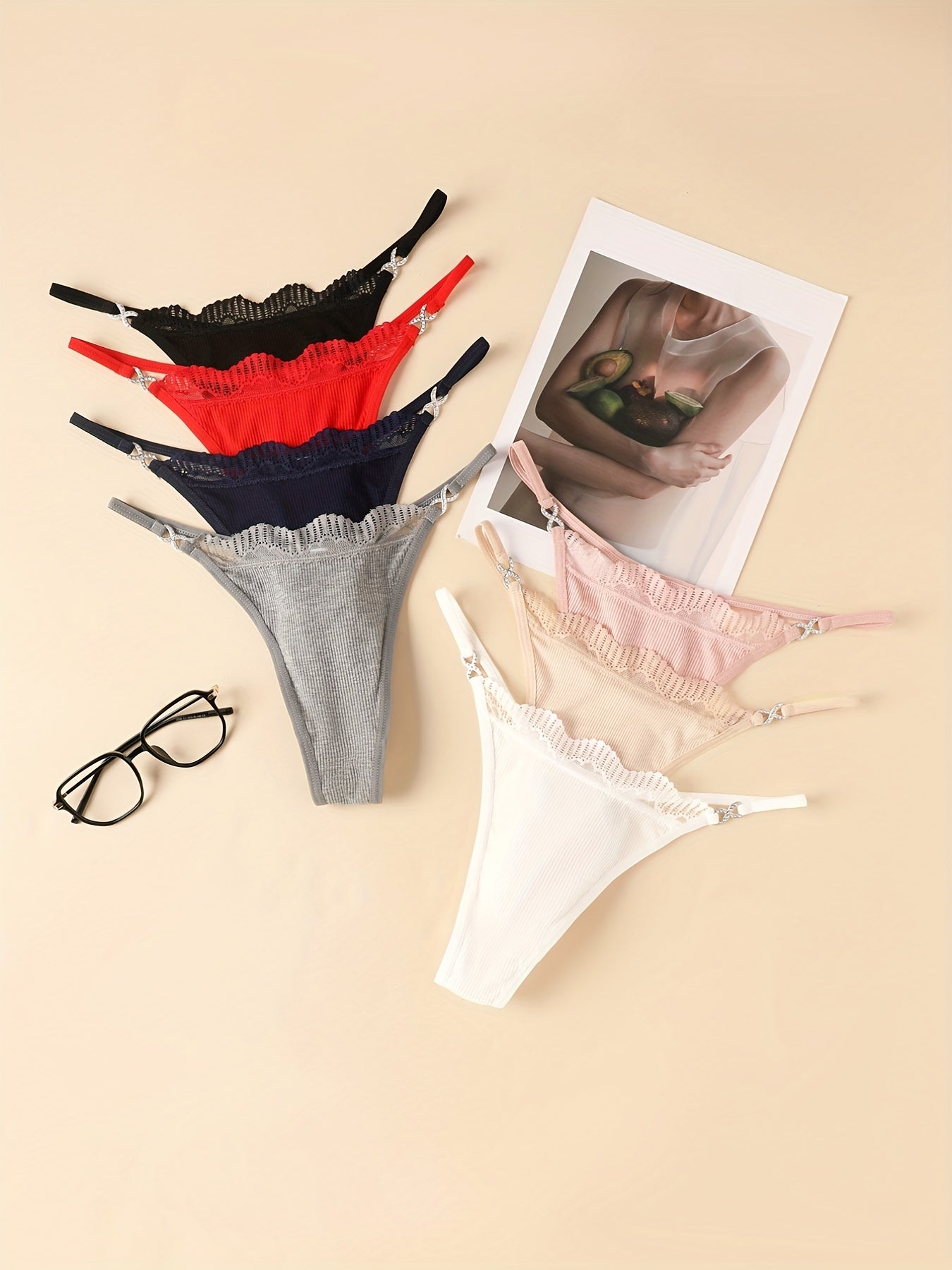 7pcs Lace Thongs Soft & Comfy Stretchy Intimates Panties