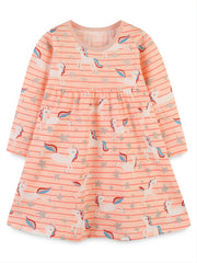 Cotton Dinosaur Print Dress for Toddler Girls