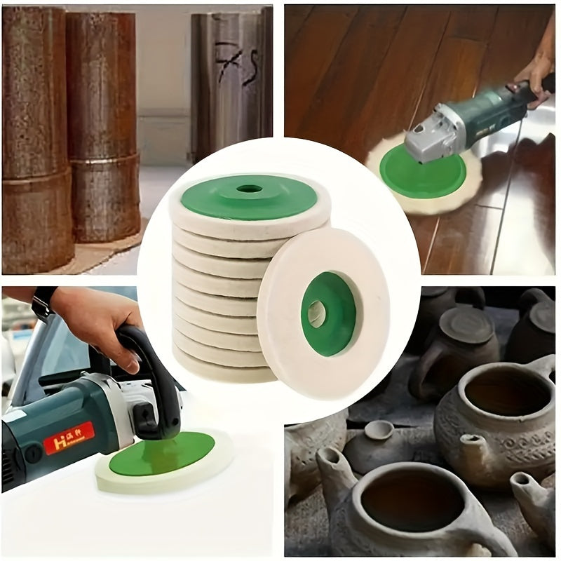 5pcs Green Wool Felt Disc Wheel Pad Buffing Wheel Pad for Angle Grinder