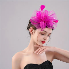 Mesh Flower & Feather Headpiece Hair Accessory