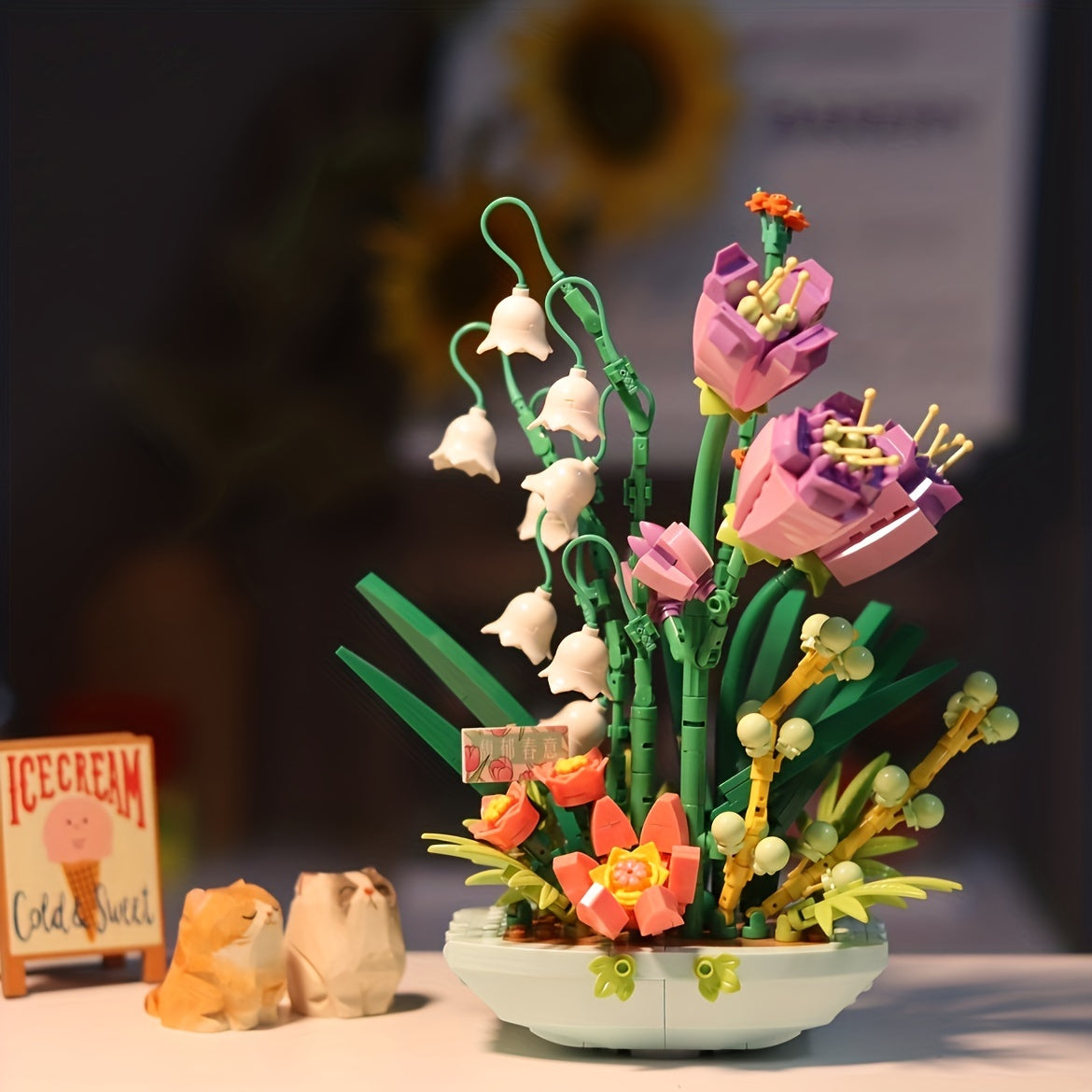 Self Assembling Building Blocks Fragrant Spring Potted Flower Bouquet