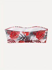 Boho Bikini Top Tropical Print Padded Strapless Swimwear Tube Bra