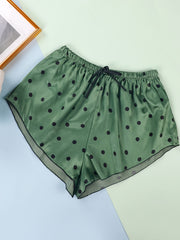 Polka Dot Satin Lace Up Shorts Women's Sleepwear