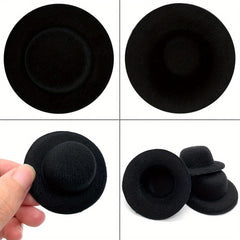 10 Pack Mini Top Hats for Dolls Wide Brim Felt Hats DIY Crafts Doll Accessories